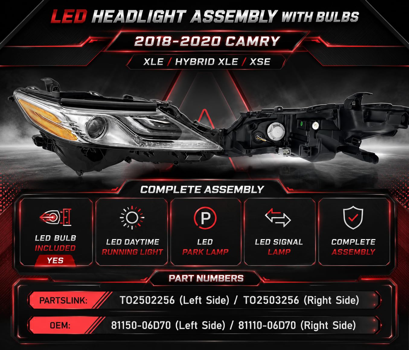 Amazon.com: Headlight Assembly Replacement For Toyota 2018 2019