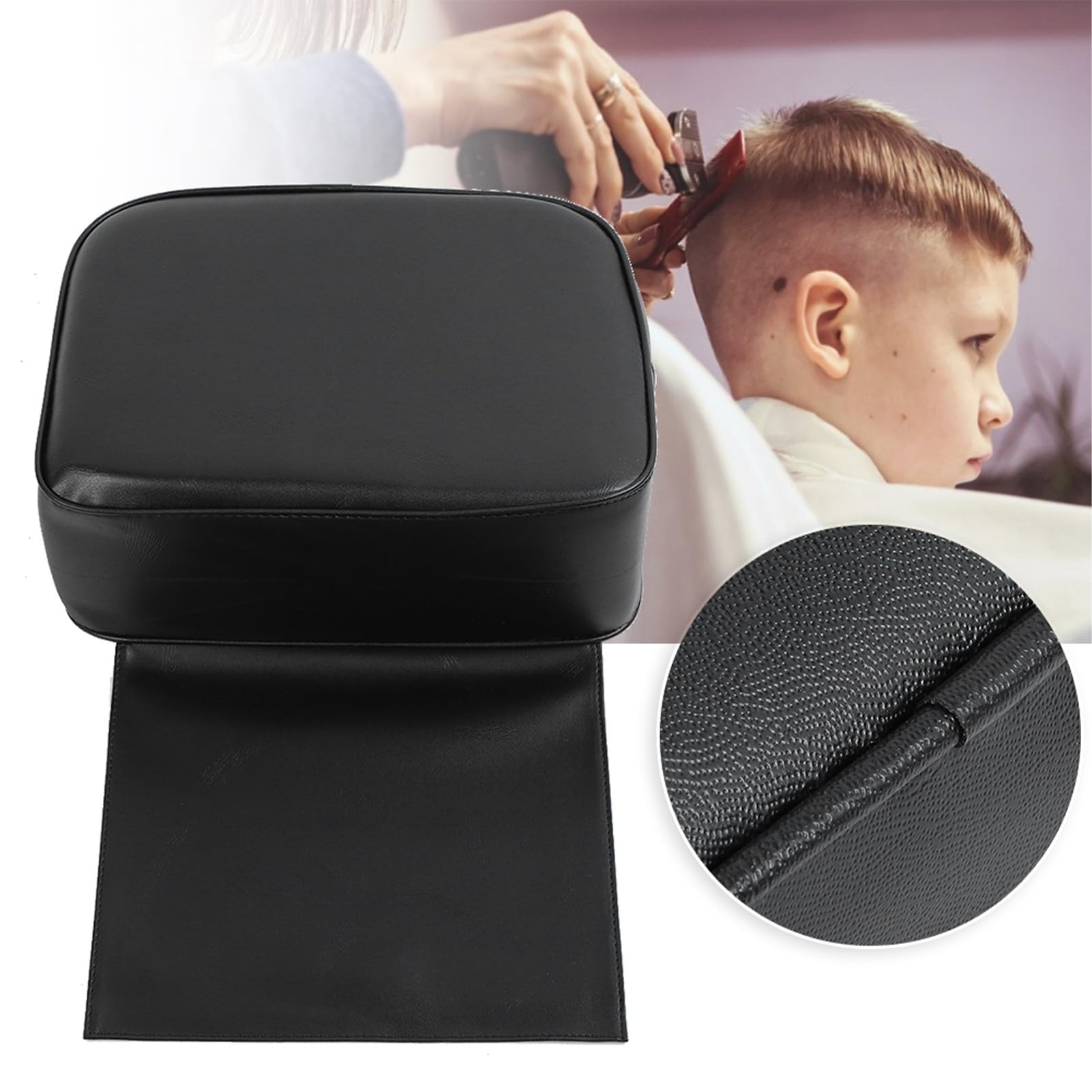 Cuscino per bambini, per saloni di parrucchiere e parrucchieri, cuscino per bambini, per taglio dei capelli, attrezzatura per spa (nero)