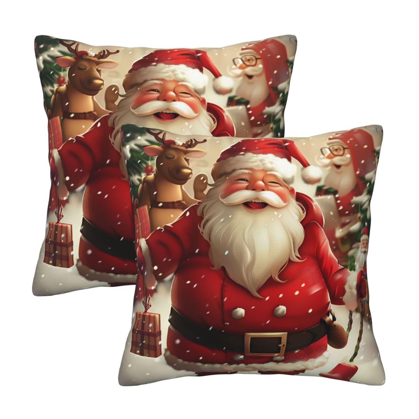 kkvhhyuo Merry Christmas Print Pillow Covers Set of 2, Square Decorative Cushion Covers with Hidden Zipper, Throw Pillow Cases for Living Room Sofa Bed Chair, 50x50 cm