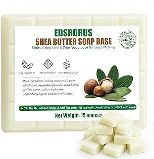 15 Ounces Glycerin Soap Base - Scented Melt and Pour Soap Base for DIY Crafting, Easy to Cut, Vegan and Natural, Moisturizing and Gentle on Skin, Perfect for Soap Making Supplies (Shea Butter)