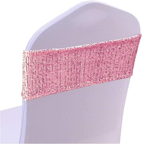 Miniatura 9 de Fajas para sillas de lentejuelas de alta elasticidad con brillantes y suaves, material de lentejuelas brillantes, lazos para sillas de fiestas y