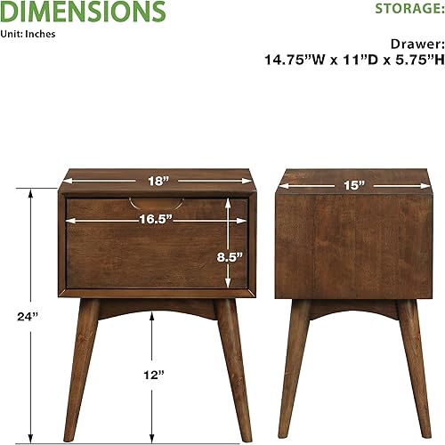 Miniatura 3 de OSP Home Furnishings Copenhagen Mid-Century - Mesa decorativa moderna con cajón, acabado de nogal