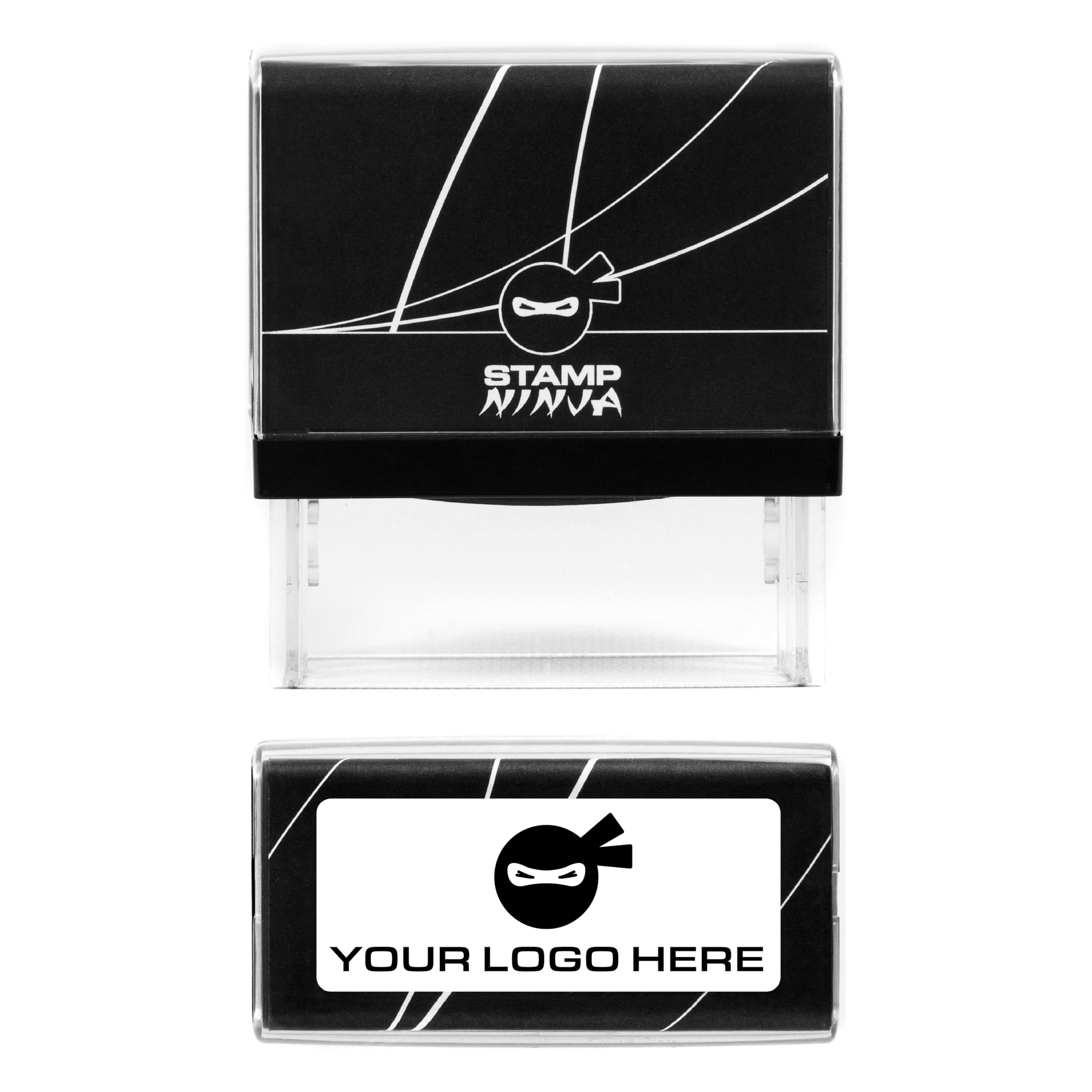 Stamp Ninja Black Custom Business Logo Stamp - Personalised Company Rubber Stamp, Custom Logo For Office, Branding & Packaging (58Mm X 22Mm)
