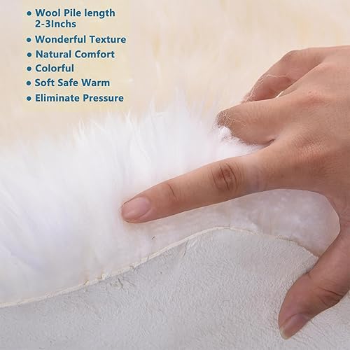 Miniatura 3 de Alfombra de oveja genuina de alta calidad, piel de oveja auténtica, esponjosa, esponjosa, de piel de cordero para niños, dormitorio, sofá, silla,