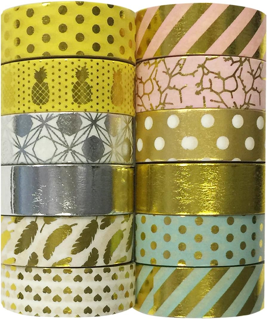 allydrew Washi Tapes Decorative Masking Tapes, Set of 12, ADSET59