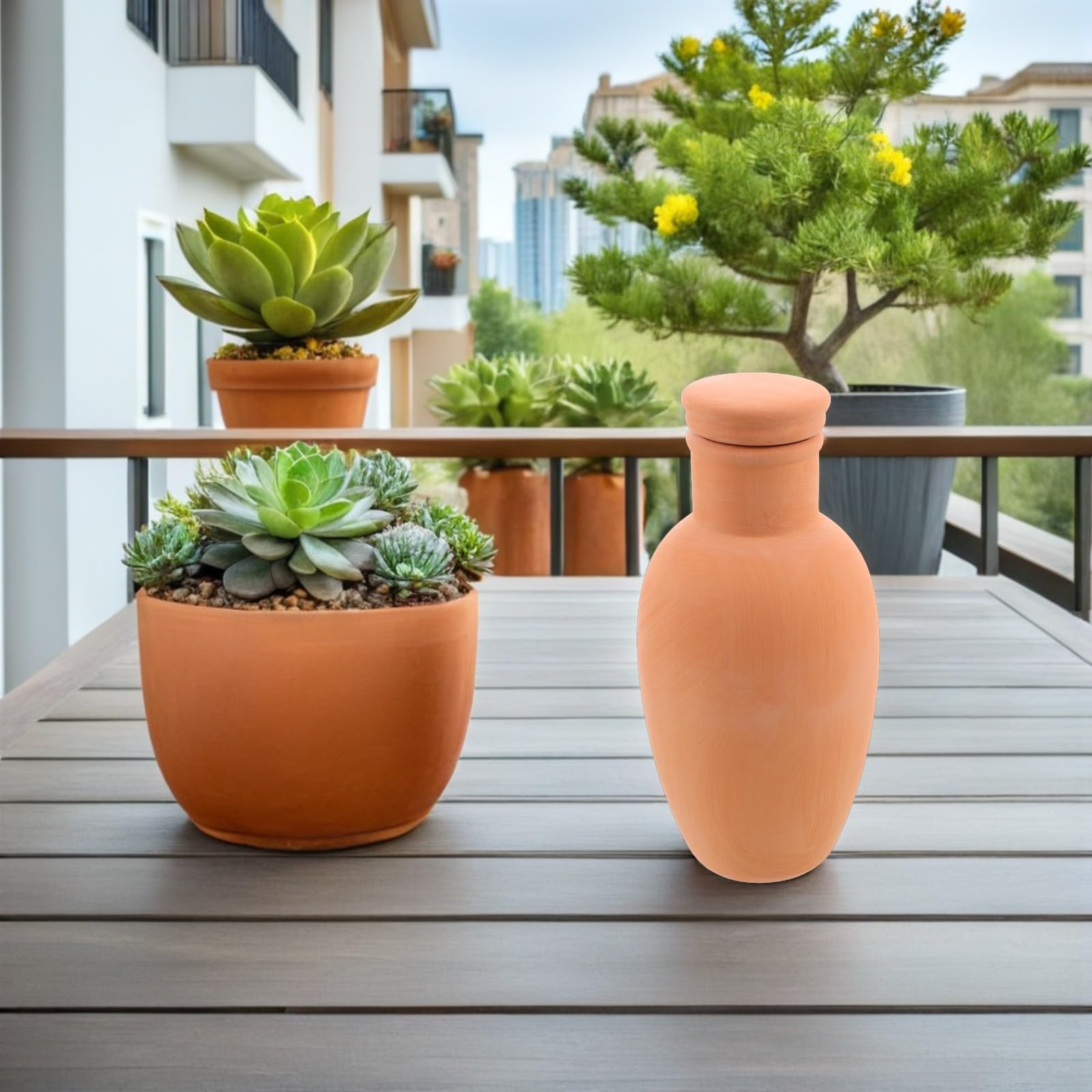 Generisch 4 Stück Terrakotta Bewässerungspfähle mit Automatischer Tropfbewässerung für Zimmer und Kübelpflanzen Vielseitig Einsetzbar Balkon und Fensterbank
