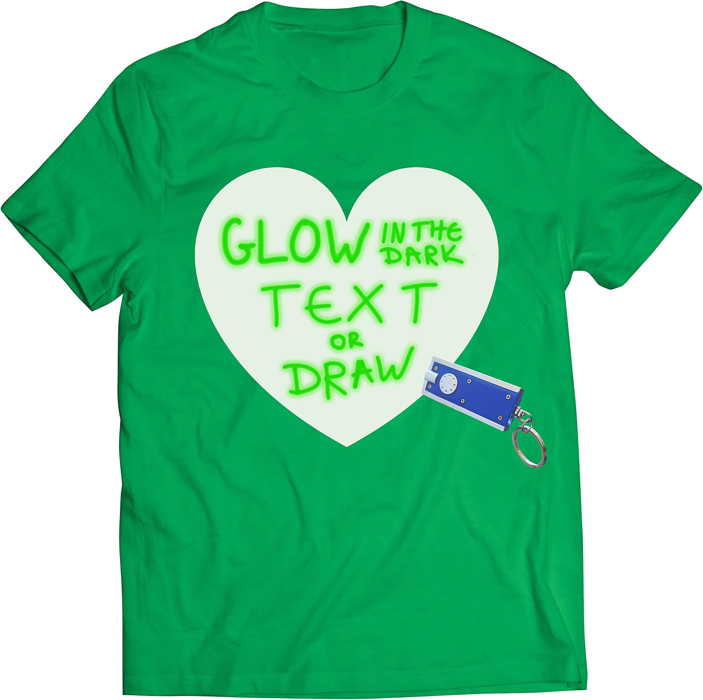 lepni.meMens T Shirt Personalise Your Own Glow in The Dark Shirt with Neon Light Birthday Party Festival Accessories