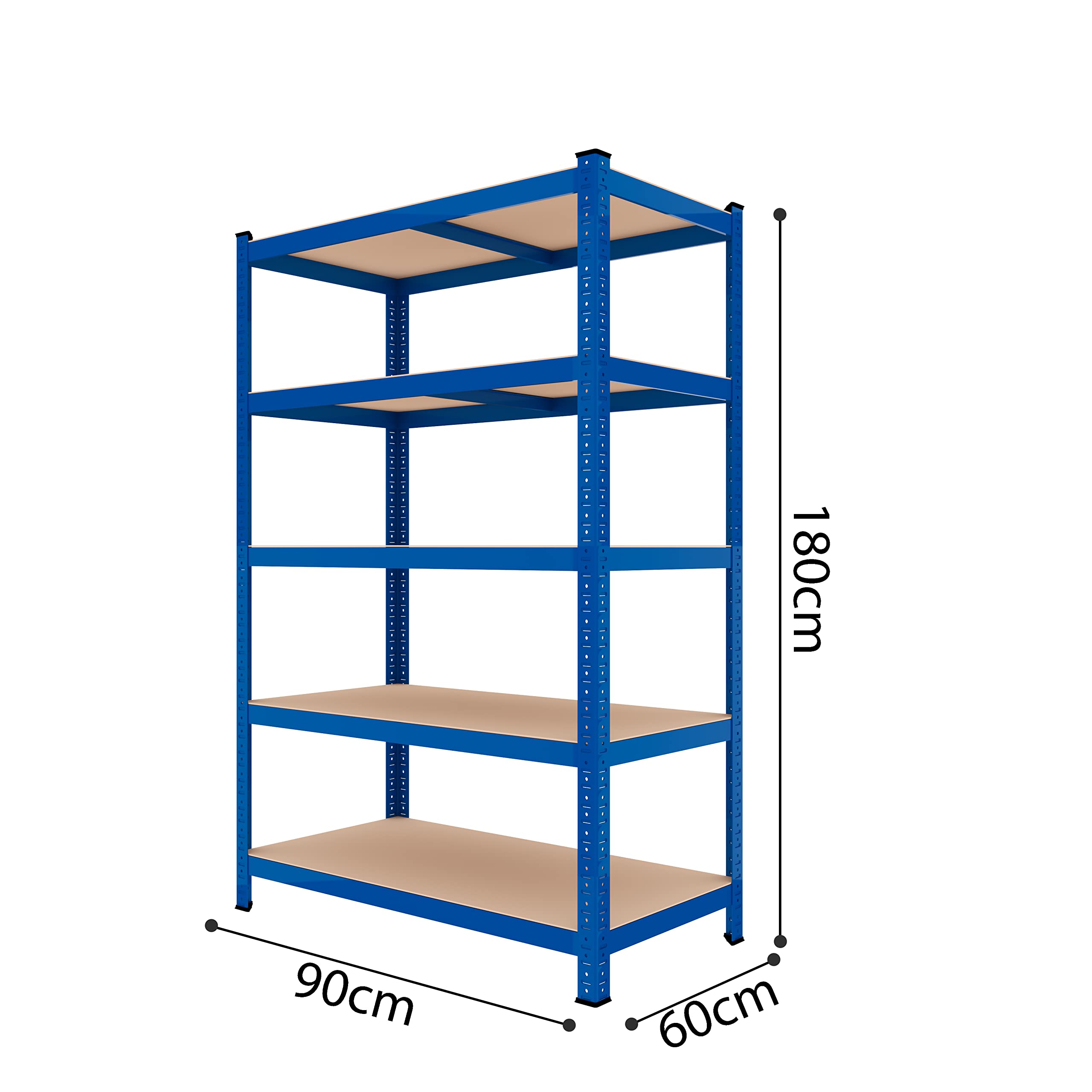 Arreditaly Scaffale In MDF E Metallo Mensole Alta Portata 180 x 90 x 60 cm Fino a 875 kg Con 5 Ripiani Regolabili In Altezza Garage Officina Cantina Capannone Magazzino Design Modulare Jutiapa (Blue)