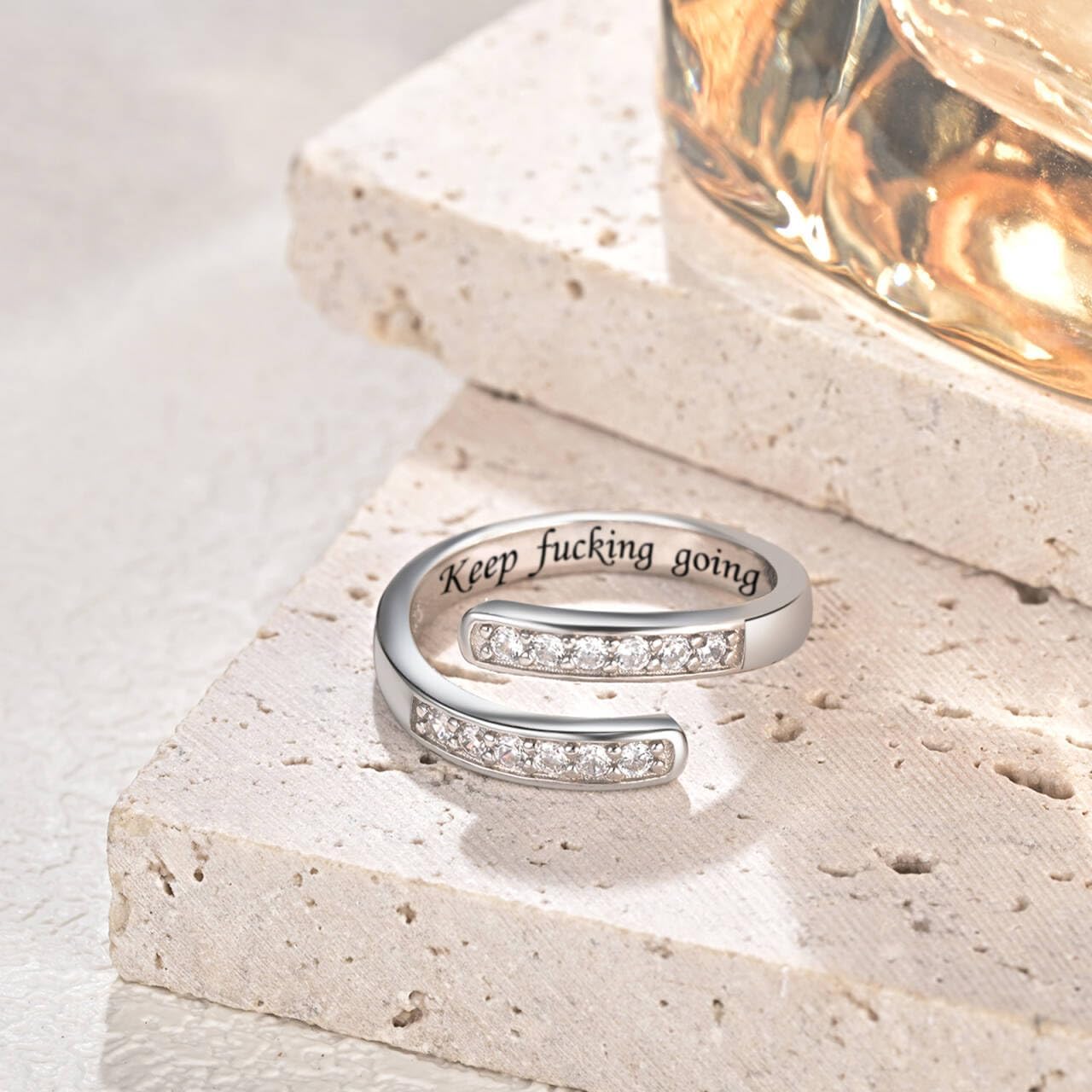 925 Sterling Silver Open Thumb Ring Inspirational Jewelry Rings Adjustable Ring for Women Men