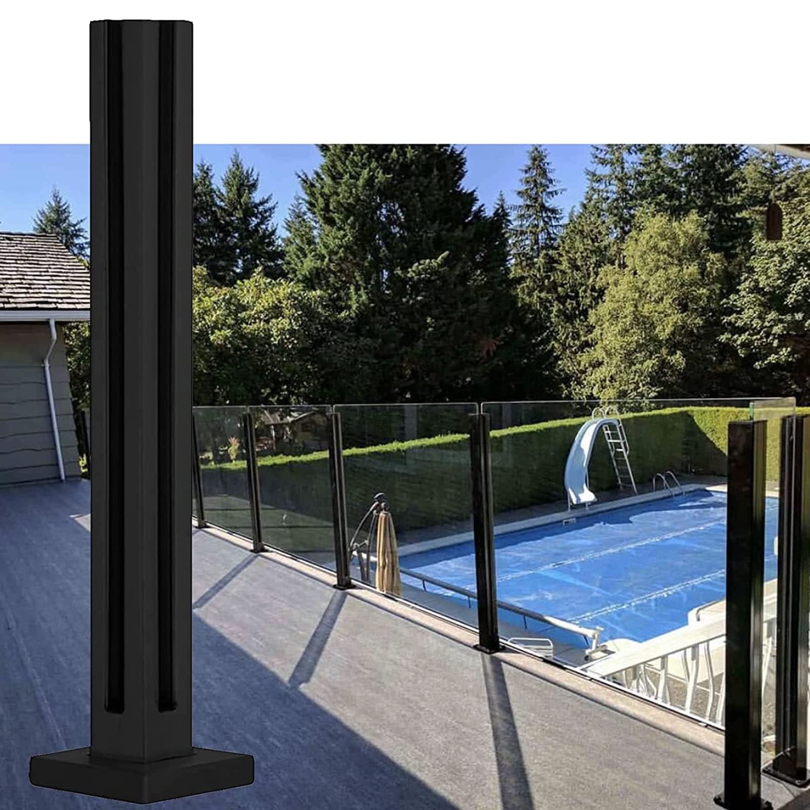 Buy Glass Railing Post Black Balcony Glass Railing Post System ...