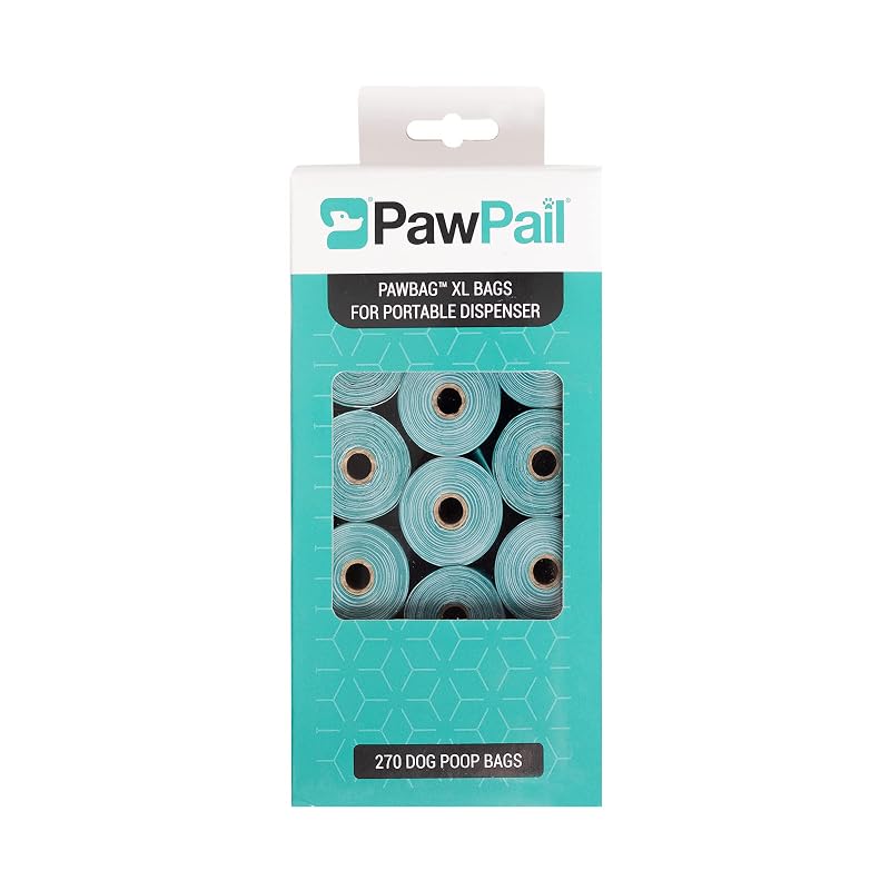 Bolsas para fezes de cães PawBag PawPail, plásticas com aroma floral suave, refil para dispensador, pacote com 270