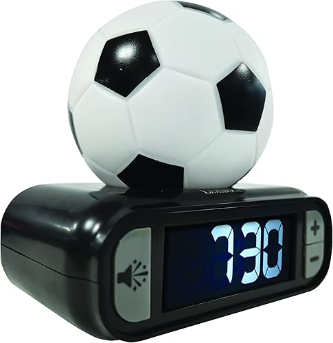 Miniatura 2 de Lexibook - Reloj despertador digital de balón de fútbol, con luz nocturna, función de repetición, balón de fútbol luminoso, color negro - RL800FO