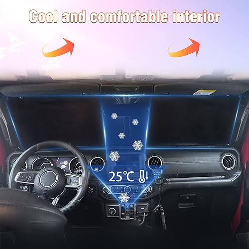 Miniatura 4 de Parasol para parabrisas compatible con Ford Bronco 2026 2025 2024 2023 2022 2021, protector de visera plegable que bloquea los rayos UV, parasol