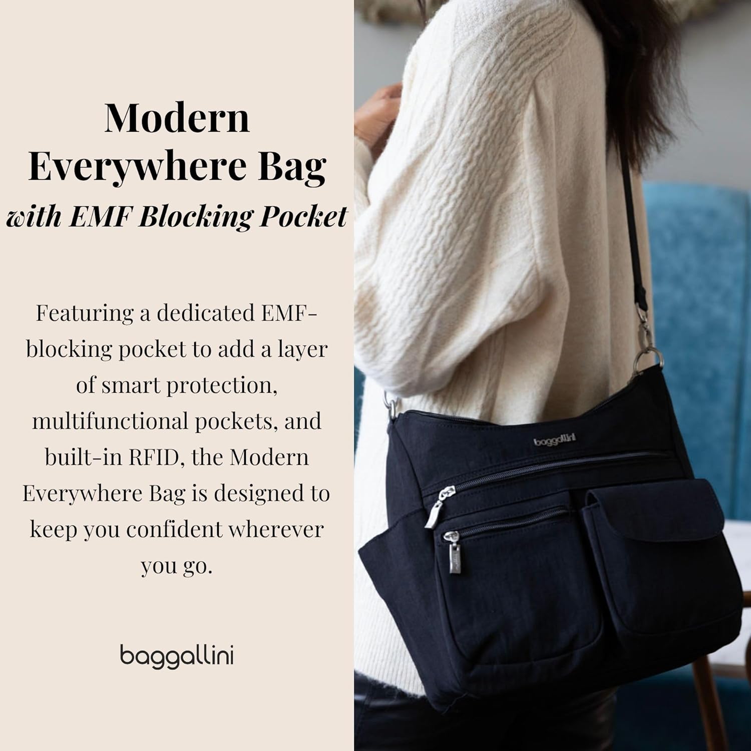 Baggallini womens NEW - Modern Everywhere Bagg EMF Blocking Pocket