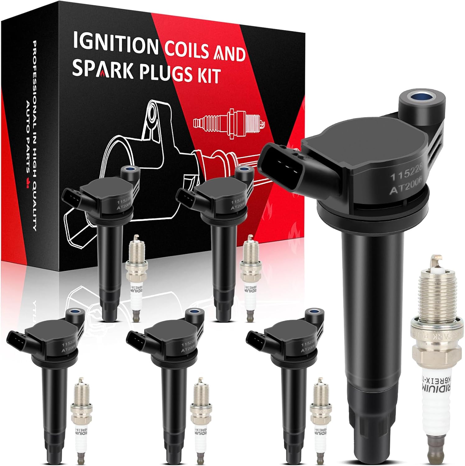 SCITOO 6 ignition coils with 6 iridium Spark Plugs for Toyota Solara Sienna 2004-2008 3.3L V6 UF506