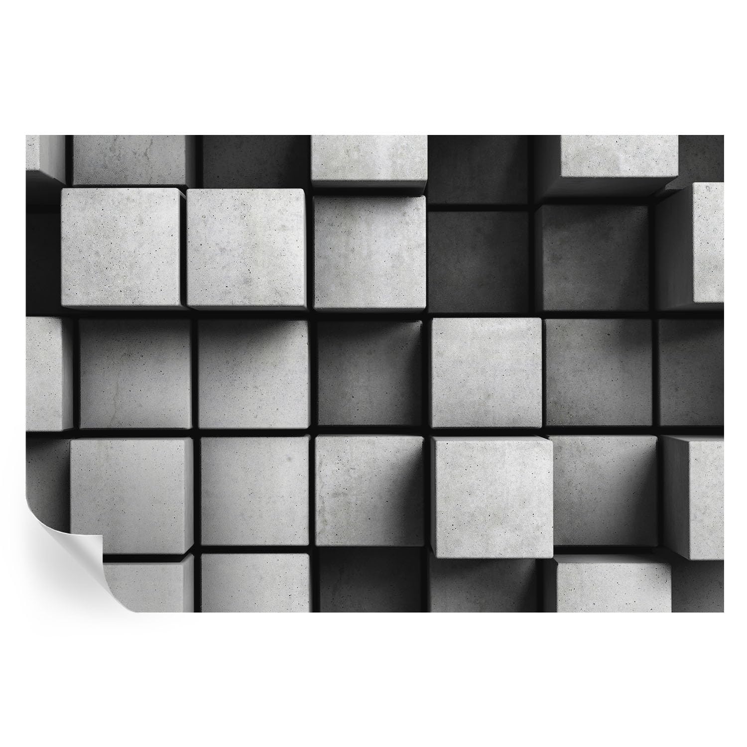 Papel pintado autoadhesivo de cubos geométricos de 152x104 cm para la pared del dormitorio
