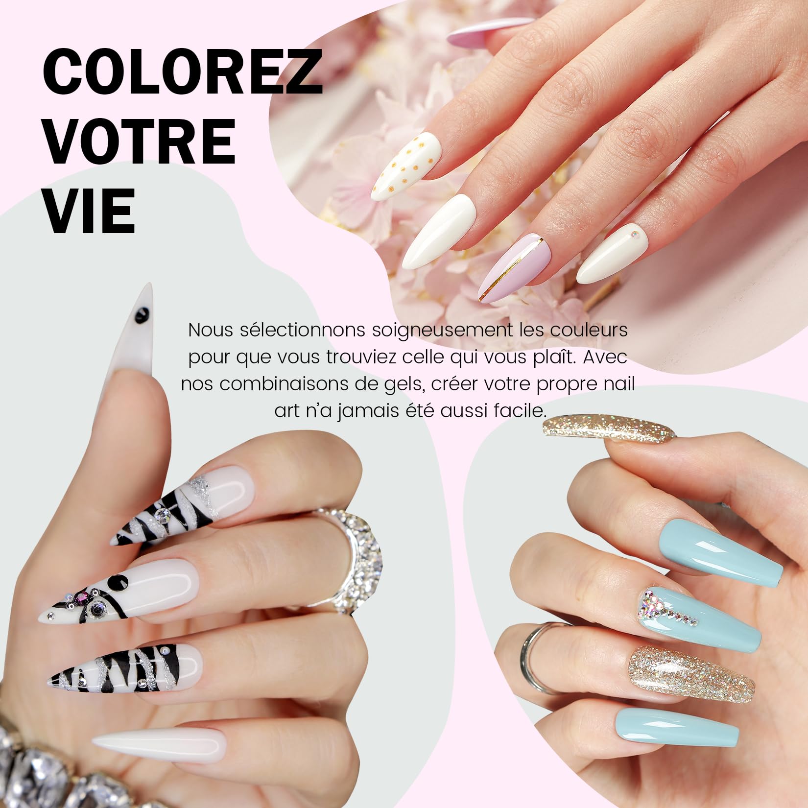 Phoenixy Kit Ongle Gel U V Complet, 60 Couleurs Kit Vernis Semi Permanent avec 48W Lampe à Ongles U V/LED Base et Top Coat Kit de Manucure Cadeaux pour Femmes