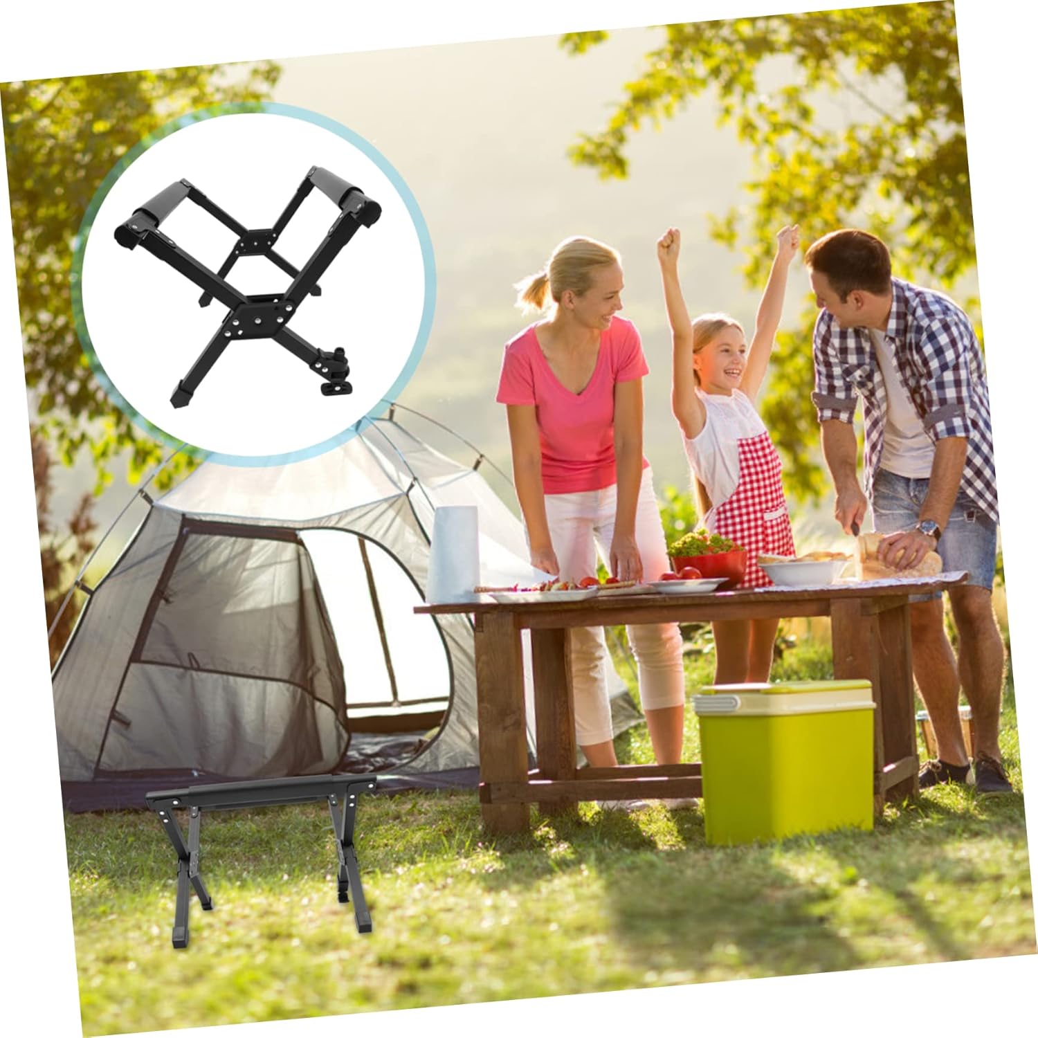 Ciieeo 1pc Outdoor Ice Box Stand Lightweight Bbq Rack for Camping Hiking Portable Folding Cooler Holder for Grills Luggage More