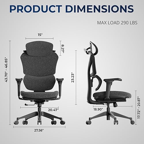 Miniatura 3 de Silla de oficina ergonómica  Silla de computadora con respaldo inclinado dividido, reposabrazos ajustables y asiento suave  Soporta hasta 290 libras