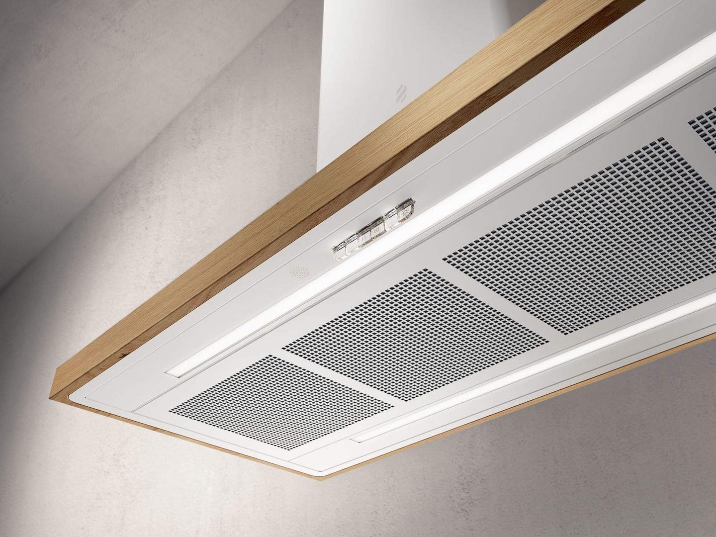 BIO ISLAND WH/A/120X53 - Cappa da cucina 120 cm, Tipologia Aspirante, Installazione Isola, Finitura Rovere/Bianco