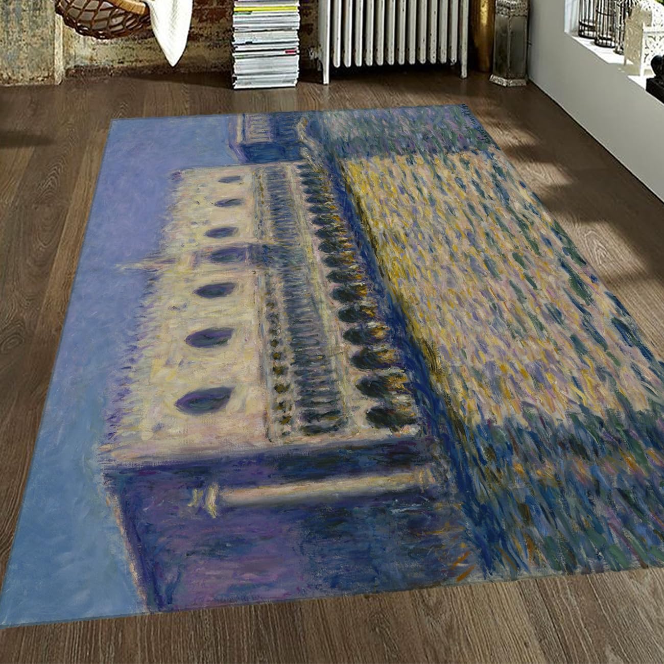 Tapis Monet Venise bleu et or 60x90 cm idéal pour sublimer votre entrée ou salon