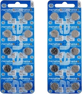 Renata 357 SR44W Batteries - 1.55V Silver Oxide 357 Watch Battery (20 Count)