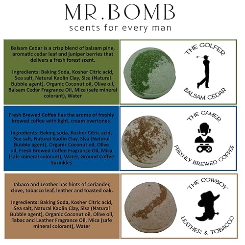 Miniatura 5 de Mr. Bomb Set de regalo bombas de baño varonil extra grandes, aromas masculinos solo para él, Man-Up The Bath Time Bliss for the Gents!