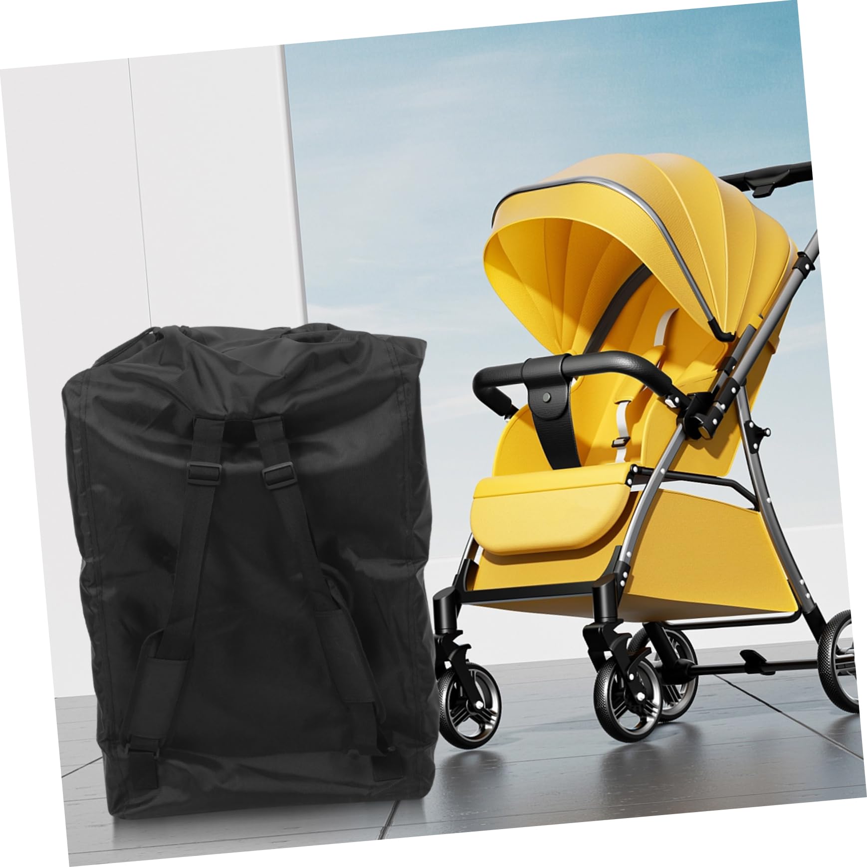 Kinderwagentasche für Reisen Rucksack Design aus Oxford Gewebe Spritzwassergeschützt mit Mehreren Fächern für Flugzeug und Zug