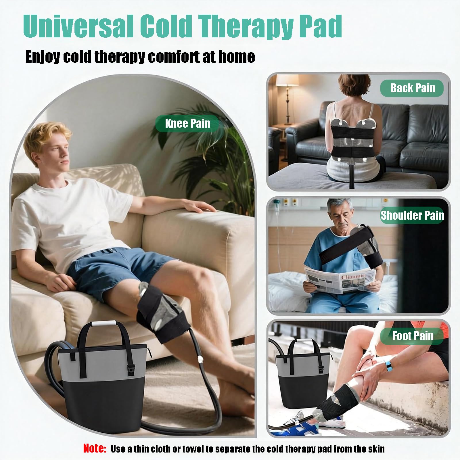 Máquina de Hielo para Rodilla Después de la Cirugía, Máquina Portátil de Terapia con Frío con Temporizador Programable, Lesiones Deportivas, Alivio del Dolor de Crioterapia Green