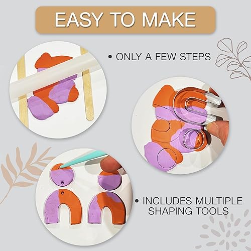 Miniatura 4 de JOiFULi Juego completo de manualidades de amistad para adolescentes a partir de 12 años y más, juego de aretes de arcilla polimérica estética,