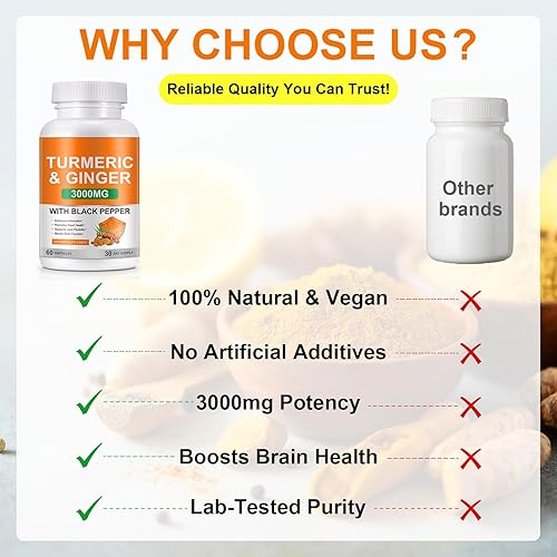 Miniatura 6 de Suplemento de cúrcuma, curcumina de cúrcuma con extracto de pimienta negra de 3000 mg, suplemento de curcumina de cúrcuma que aumenta la inmunidad,