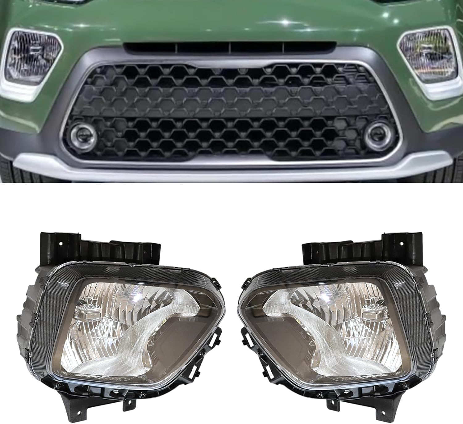 Headlights Headlamp For 2020-2021 for Kia Soul,Halogen Passenger/Driver Side Headlight with Waterproof,Left/Right Side Driect Replacement,Pair Headlight Assembly Chrome Black Clear Lens (Left + Right)