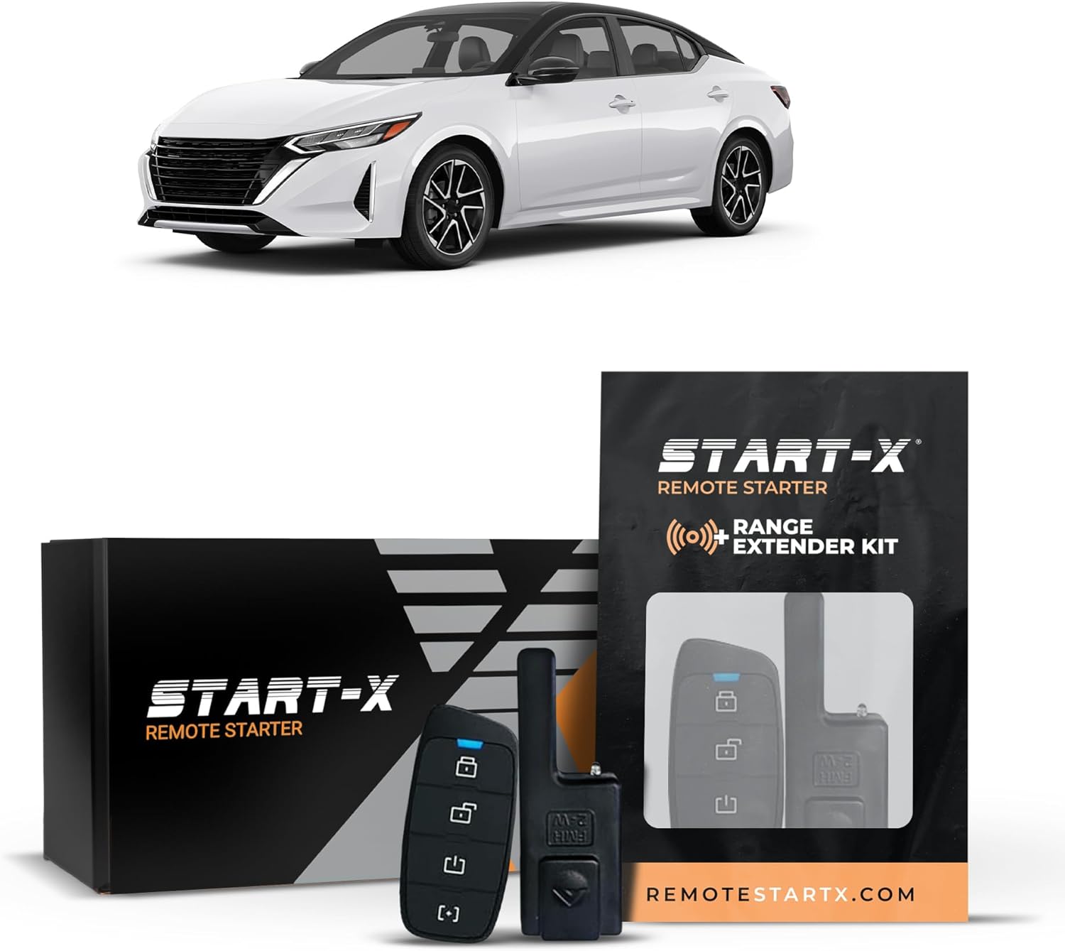 Start-X Remote Starter Kit + 3000ft 2 Way Range Extender for Nissan Sentra (2020, 2021, 2022, 2023, 2024) Vehicles with Push-to-Start Ignition