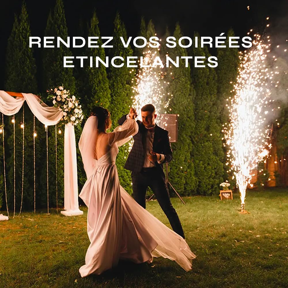 SPARKLERS CLUB Pack 4 Déclencheurs + 5 Jets de Scène 2 Mètres 30 Secondes couleur or - Pile et Télécommande Inclus - Jet de scène artifice d'Intérieur à Étincelles pour Mariage - Catégorie F1