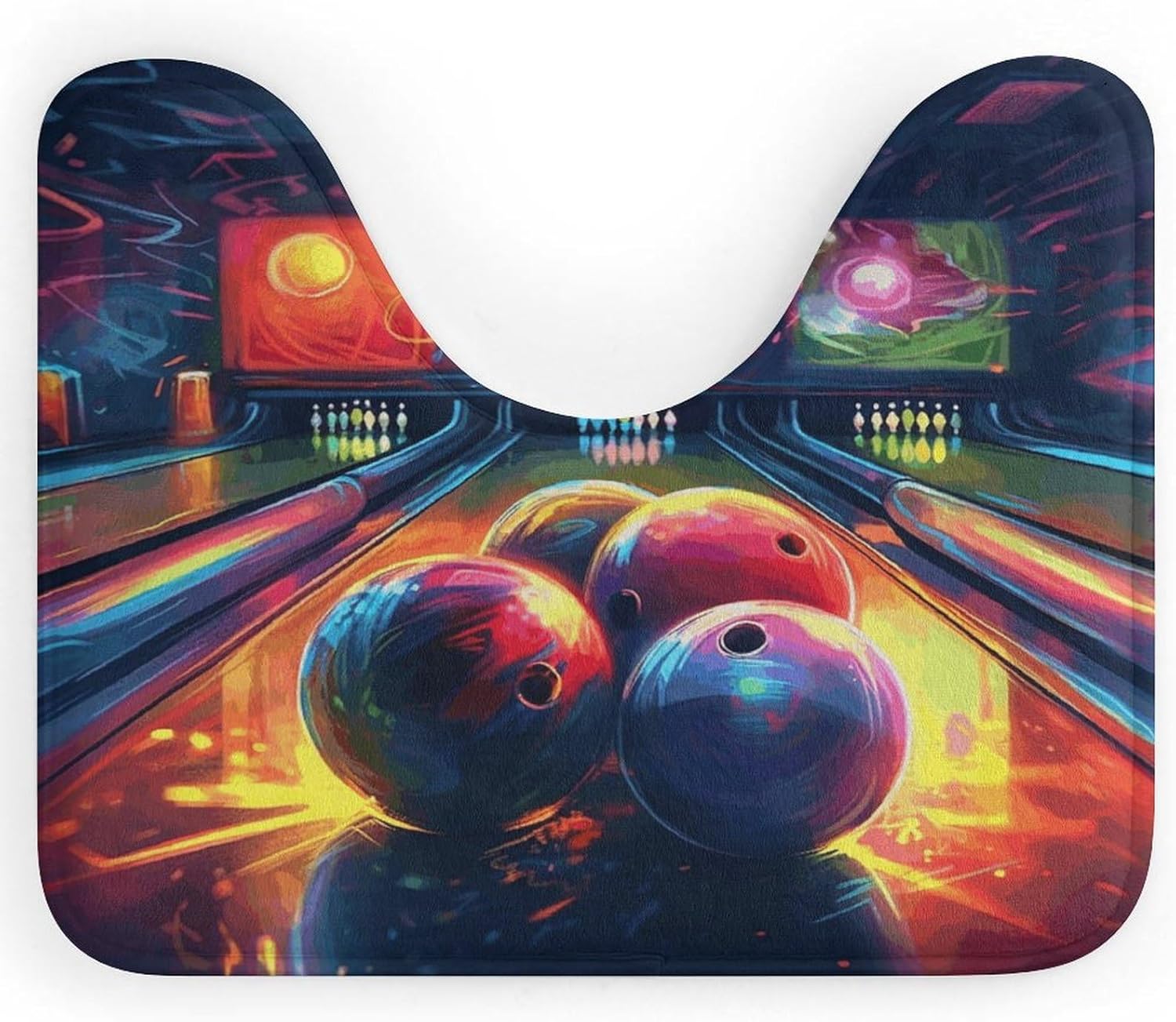 Microfiber Bathroom Rugs,Bowling Balls Print U-Shaped Floor Mat,Absorbent Soft Carpet Floor Mats,Non-Slip Plush Carpet