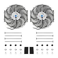 Vista 17 de Ventilador eléctrico universal de 25,4 cm, delgado, push/pull para radiador, 12V 80W, kit de montaje de alto rendimiento, rojo, 2 piezas