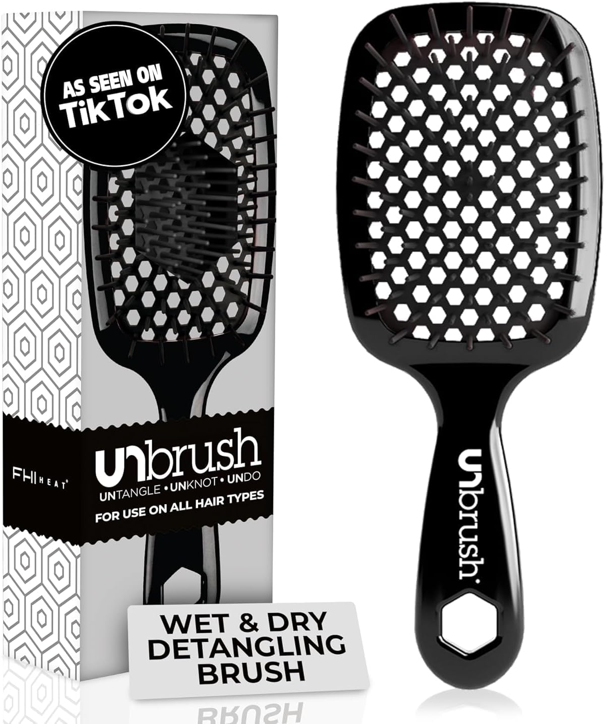 Unbrush Wet & Dry Vented Detangling Hair Brush, Black