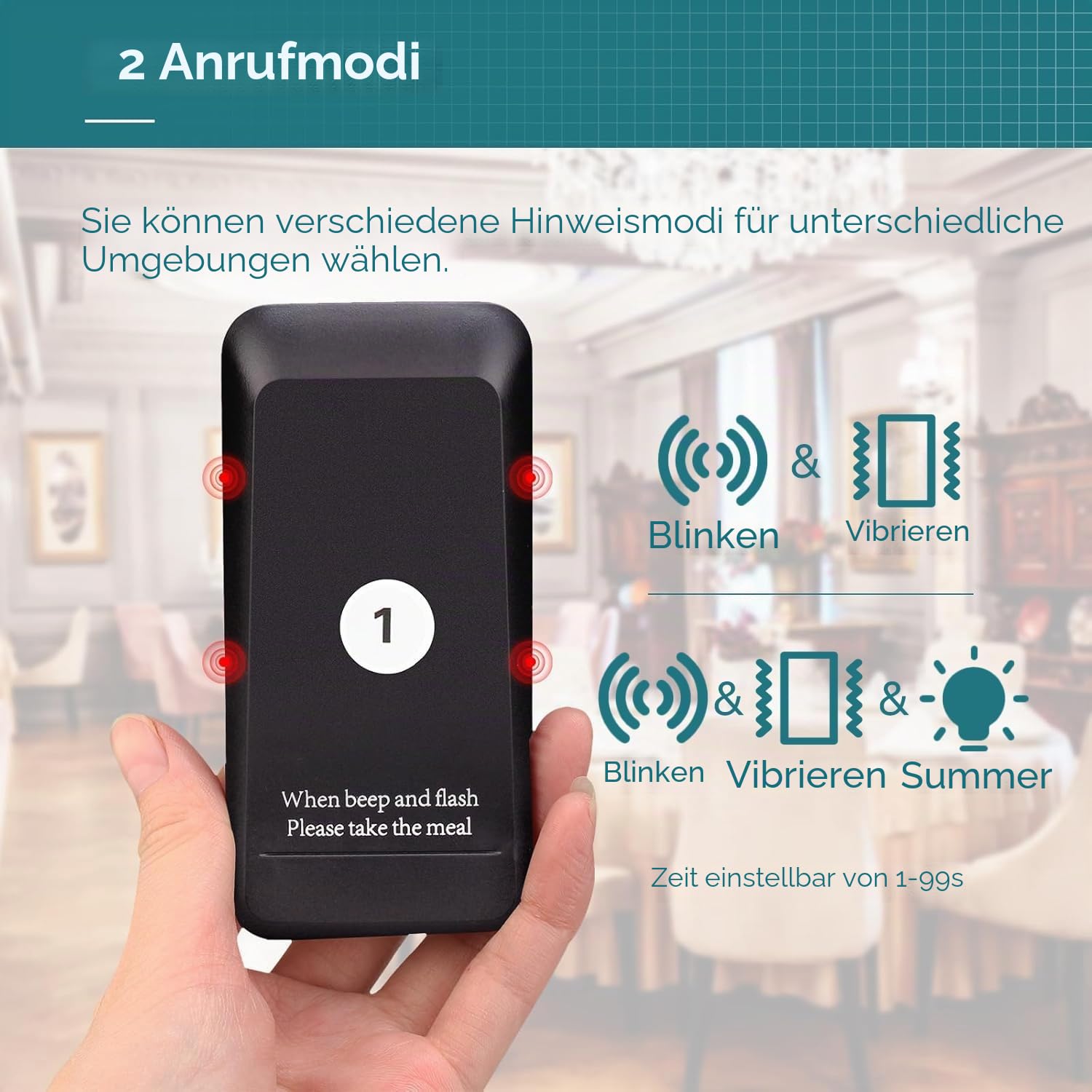 Retekess TD157 Pager System, 16 Pagers, Pager Rufsystem Gastro, Draußen 500M, 300mAh Akku, mit Vibration, 998 Kanäle, Aufrufsystem für Restaurants, Bar, Imbisswagen
