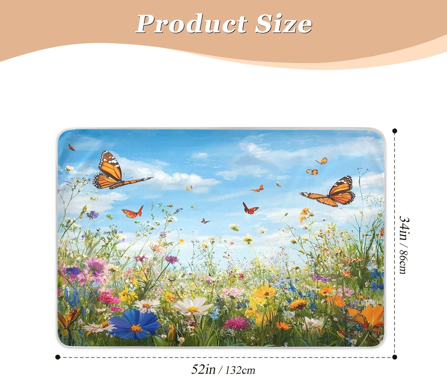 CEBUGI 34” x 52”Washable Underpads Heavy Absorbency Waterproof Incontinence Bed Pads Wildflowers Pee Pads for Adults Kids and Baby