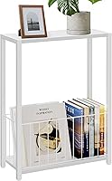Vista 1 de Narrow Side Table with Magazine Holder, Skinny End Table Perfect for Small Spaces, Space-Saving Design for Living Room, Bedroom, or Office, 7.1" D x