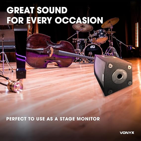 Vonyx 12 Passive DJ PA Speaker System with 1000W Amplifier, Stands, and Cables – Complete 2-Speaker Party & Event Sound Kit, 600W RMS Output, Full Range, Tripod Mounts