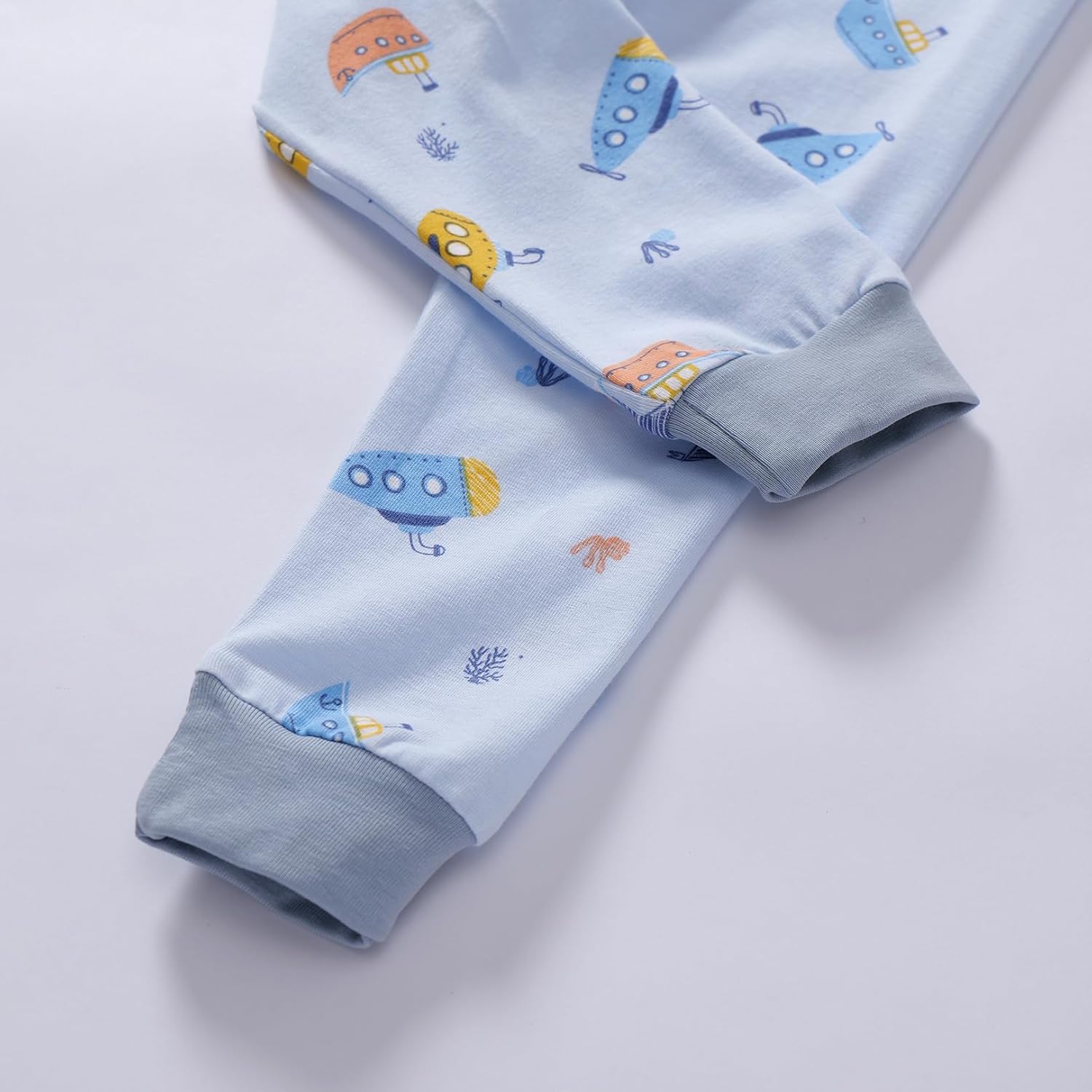 Little Boys Cotton Pajamas Sets Short Sleeve Top with Long John Snug Fit 2 Piece Sleepwear - Image 7