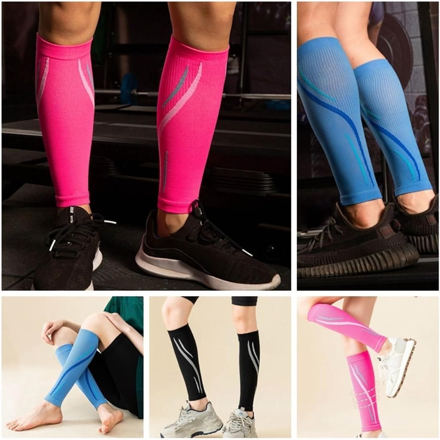 1 Pair Leg Cover Compression Sleeves Breathable Elasticity Calf Compression Sleeve Sweat Absorption for Shin Splint Relief, Recovery, Running