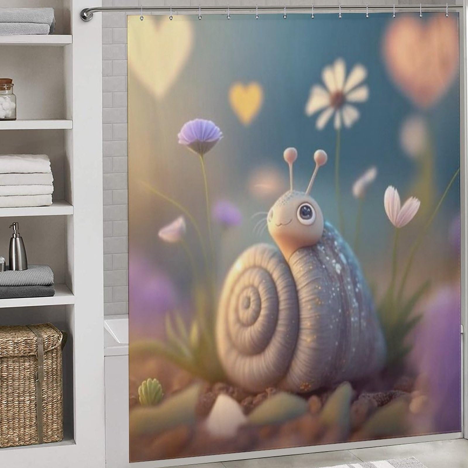 Rideau de douche escargots pour une salle de bain moderne et propre au quotidien