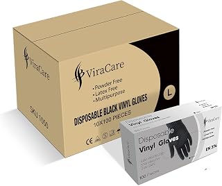 1000 x Black Disposable Gloves Large | Vinyl Gloves Disposable Large | Latex free Gloves | Powder Free Gloves | Black Gloves Disposable | Strong And Non-Sterile | (Large)
