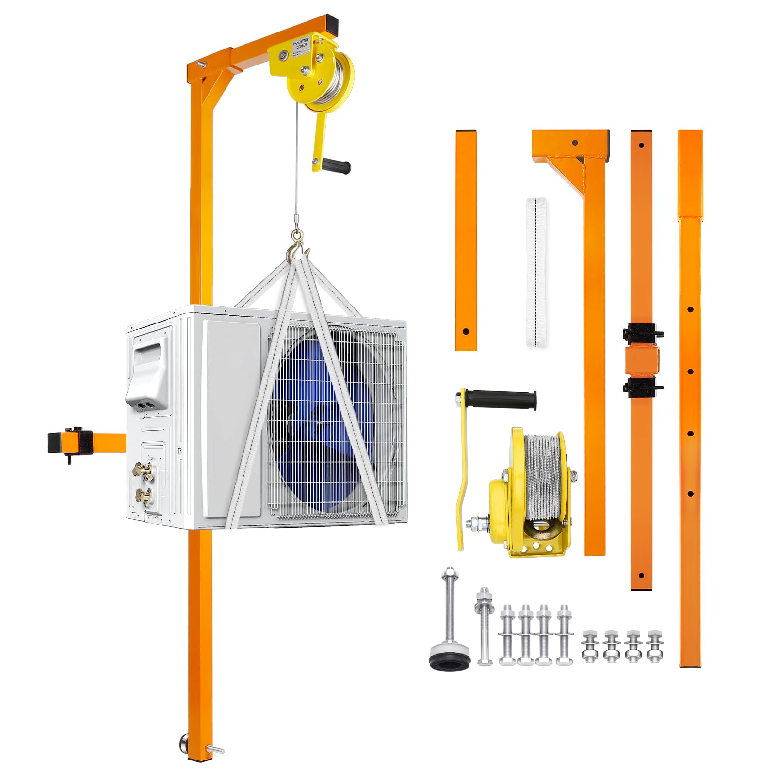 Klimagerät Hebekräne, Klimagerät Hebewerkzeug, 180 kg Tragfähigkeit, Kranhalterung für die Installation von Außenklimaanlage, manuelle Seilwinden