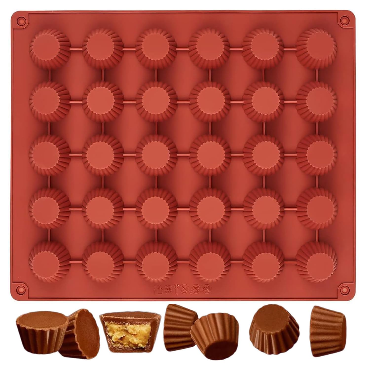YXHZVON 30 Cavity Mini Muffin Trays, Silicone Muffin Trays, Chocolate Moulds, Kitchen Baking Pan Mould for Peanut Butter Cup, Puddings, Chocolates