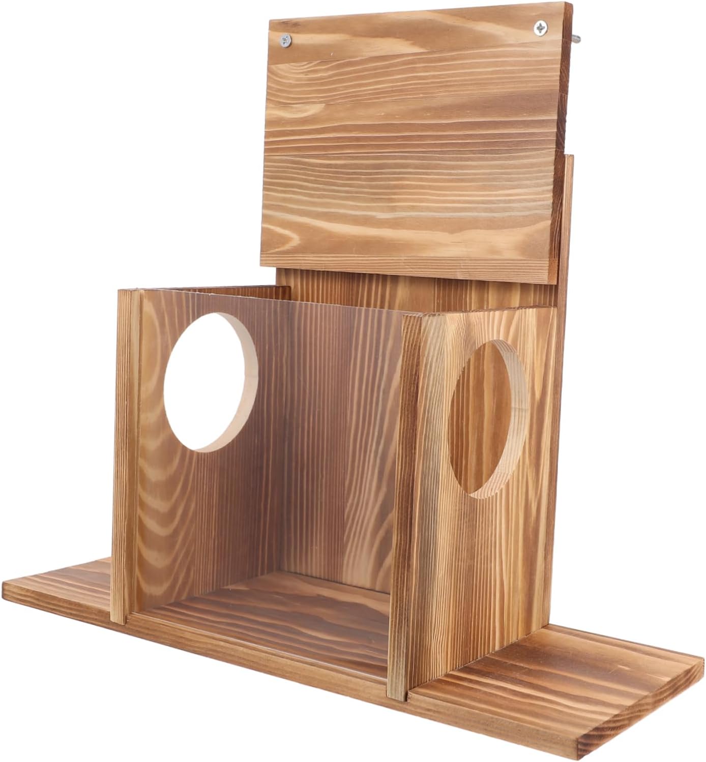 Yardwe Durable Wood Squirrel Feeder Outdoor Hanging Feeding House for Squirrels Hamsters Easy to Clean Attracts Wildlife for Gardens Backyards