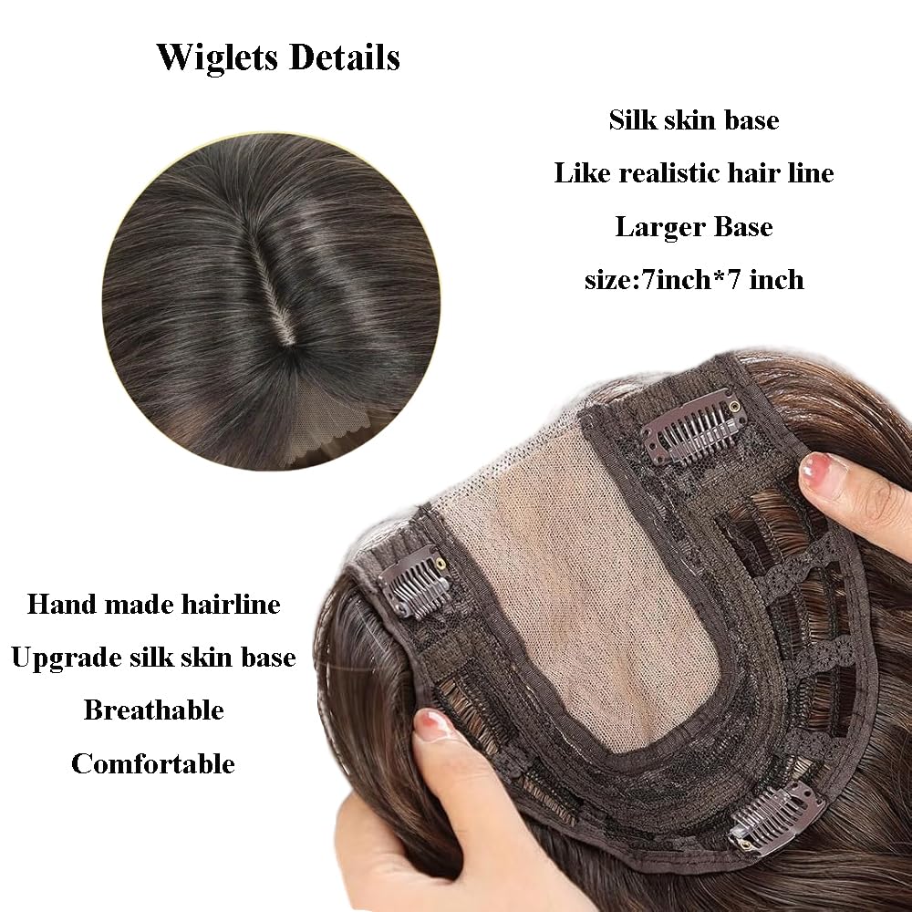 20 inch Synthetic Wavy Hair Topper for Women 7"x7" Base, Thinning Hair (2H/33#, 20 INCH) - Image 3