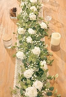Anna's Whimsy 5.91FT Artificial Eucalyptus Garland with Flowers, Fake Fl...